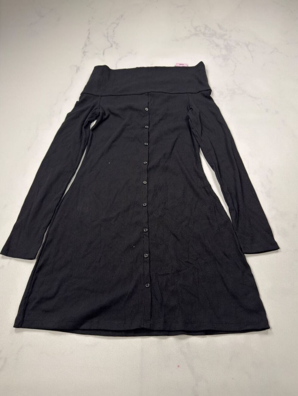Wild Fable Dress Black Button Front Off Shoulder Long Sleeve - Womens M NWT